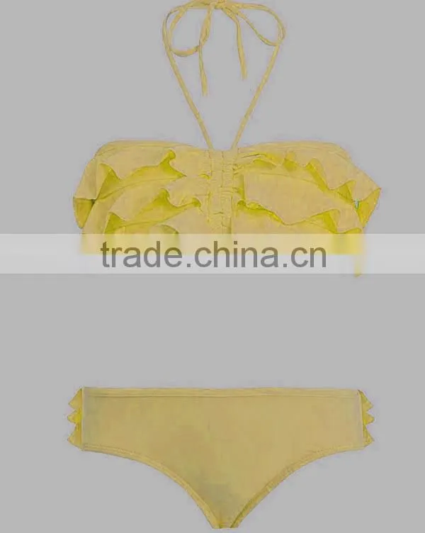 Latest fashion ruffles sexy kids bikini with various colours