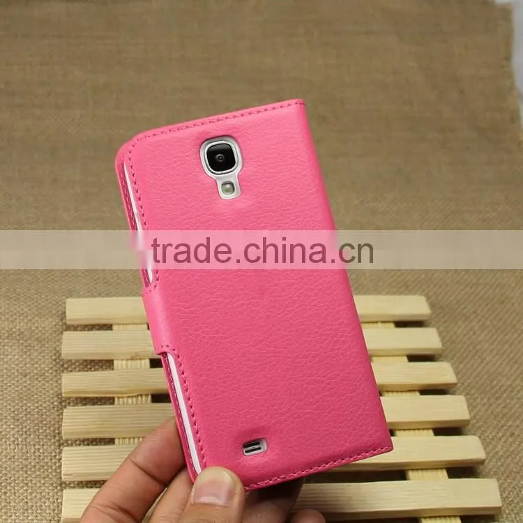 Hot Selling Ultra Thin Lichee PU Leather Case Wallet Folio Flip Cover for Samsung GALAXY S4 i9500