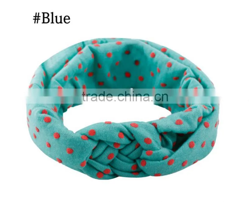 Children's hair European female baby knitting cross hair band cotton elastic headband hand knot of peace