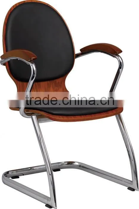 plywood bentwood black pvc pu with solid wood arm meeting guest office Chair Conference Chair A21-Y08
