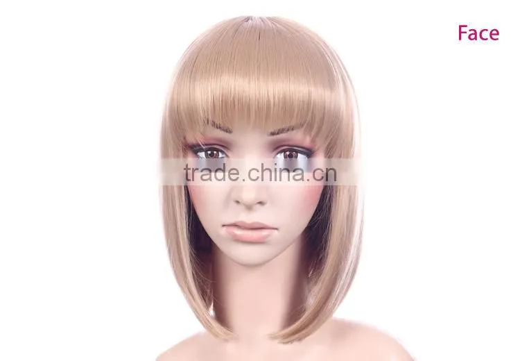 European style new design lolita short wig cheap synthetic blonde bangs wig