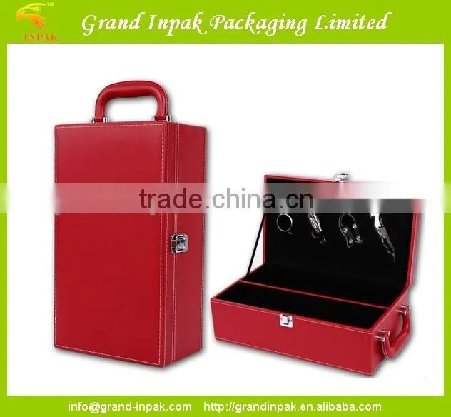 Faux Leather gift wine glass packaging box with handle