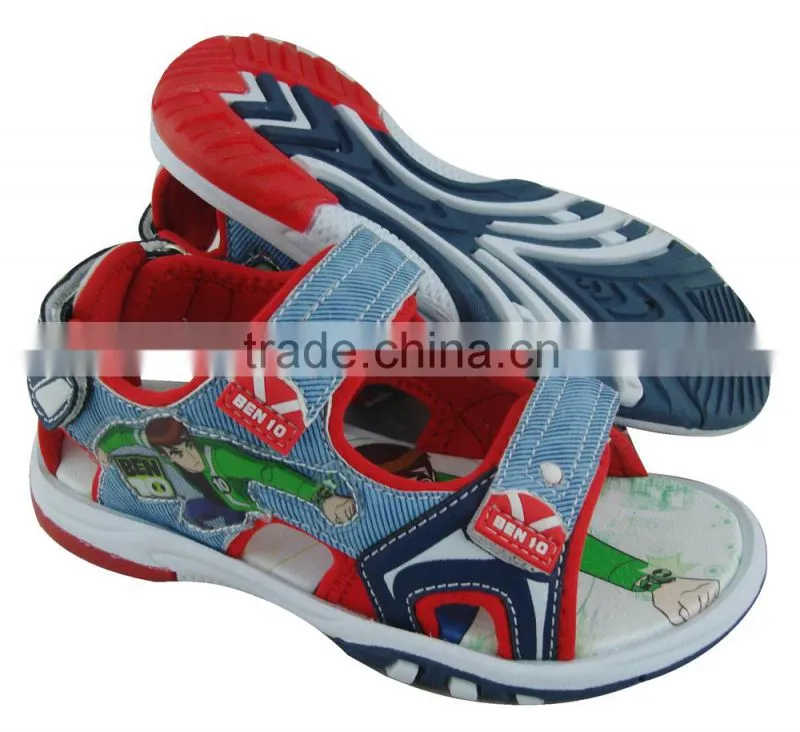 high quality sports kids rubber sandals with ribbon ben 10