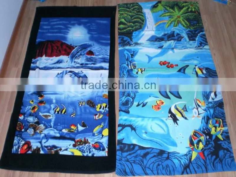 velour 100% cotton reactive printed beach towel for wholesale