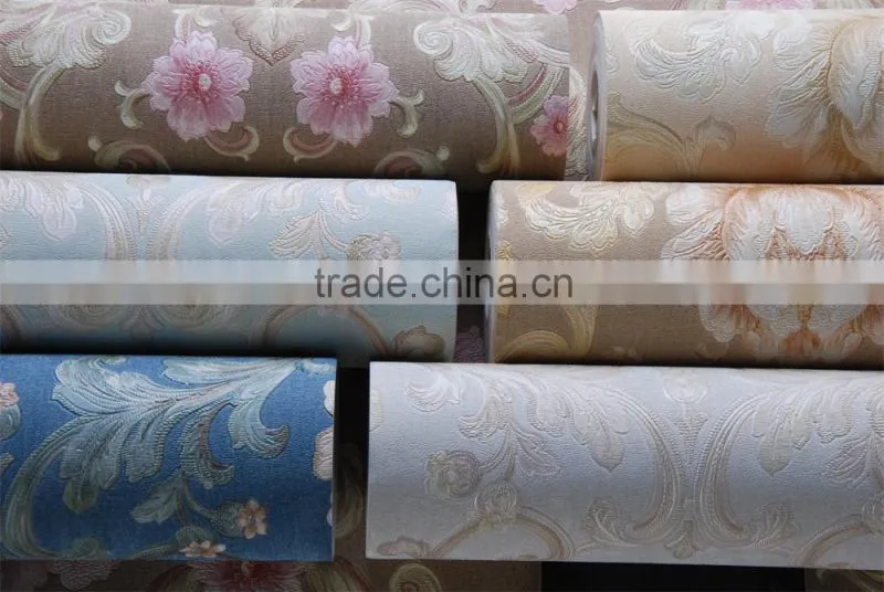 Beautiful flower embossed wallpaper in blue color