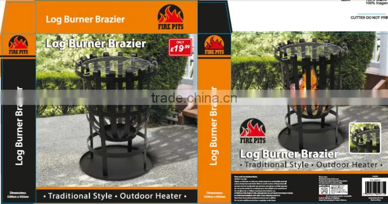 Black steel fire basket burner brazier