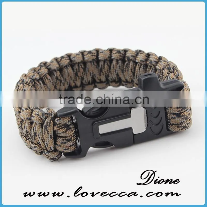 3m parachute cord Fire starter Whistle Sharpening steel paracord bracelet 4in1