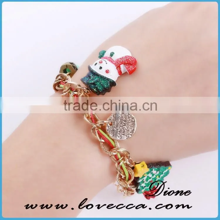 2016 New fashion Christmas Tree + Santa Claus Alloy bracelet