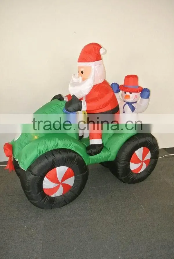 Christmas santa on motorcycle outdoor