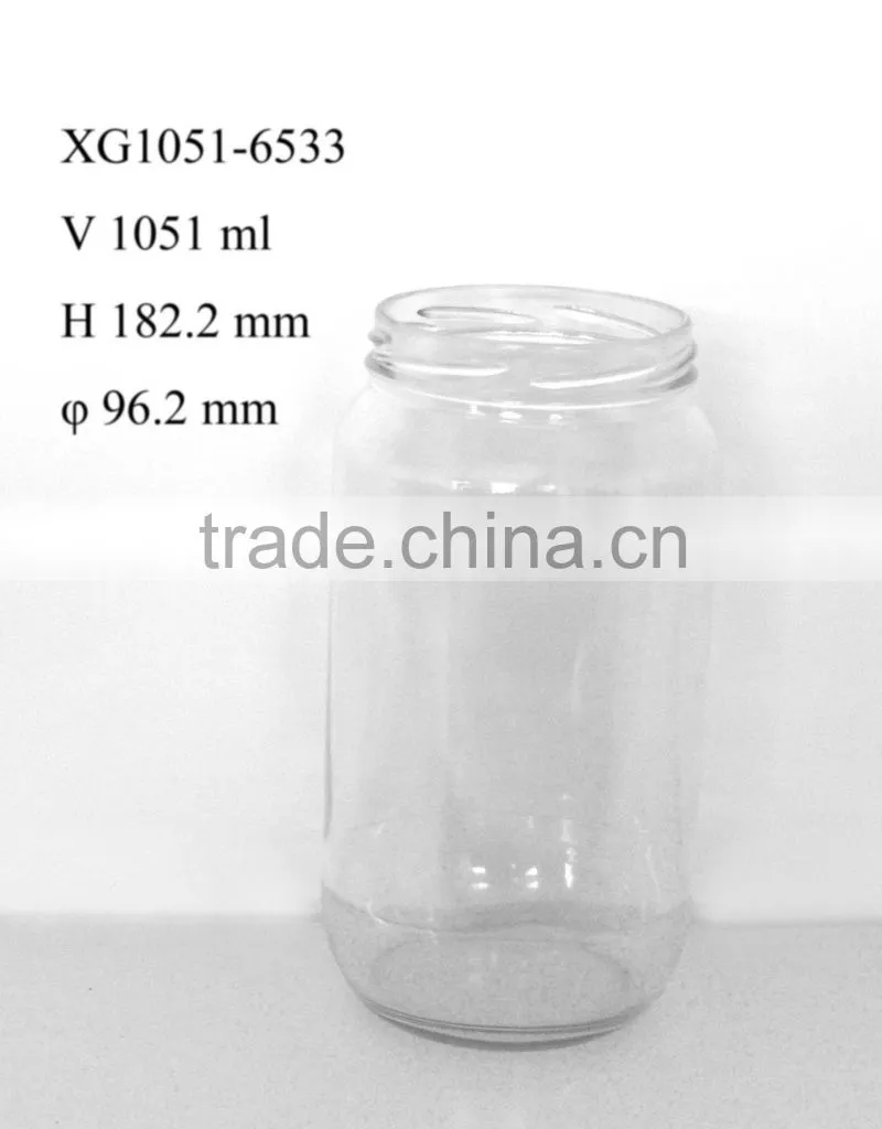 hot sale clear 1L glass bottle with metal lid