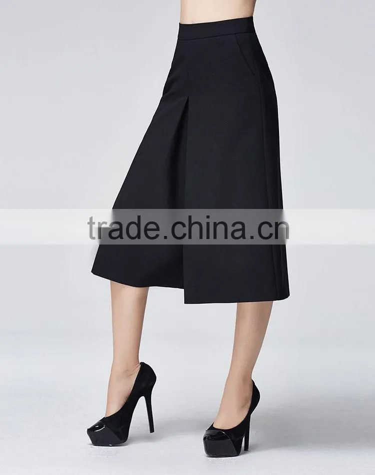 China supplier online shopping new arrival fashion black high waisted women wide leg pants