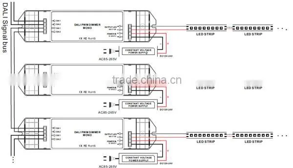 BC-341 DC12V-48V one channel DALI Dimming Driver for Single Color led dali dimmer
