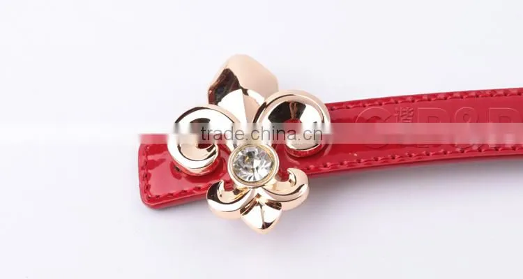 Red shining high-end genuine with top grade metal belt buckle Italian leather belt