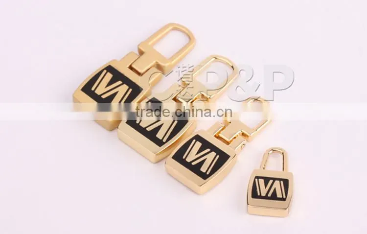 Hot sale custom logo anti-sliver designer metal zipper pull for jacket