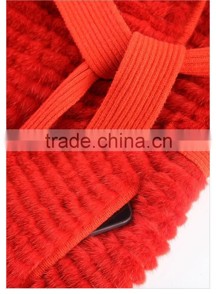 Hot sale knitting mink fur Vests & Waistcoats for women