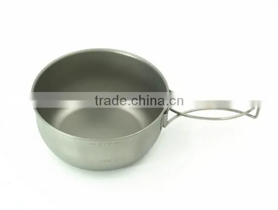 Titanium Camping Cookware Cutlery Set of Titanium Pan and Titanium Bowl