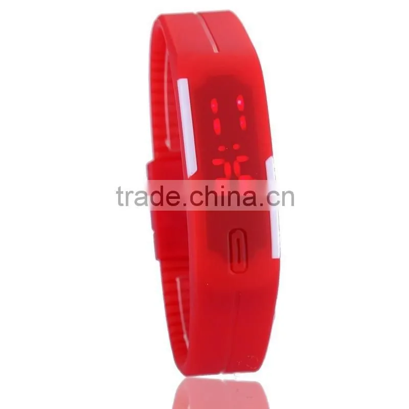 Fashion rectangle Bracelet boys girls Touch LED Watch Sport digital sports watchs unisex jelly candy rubber silicone wristband