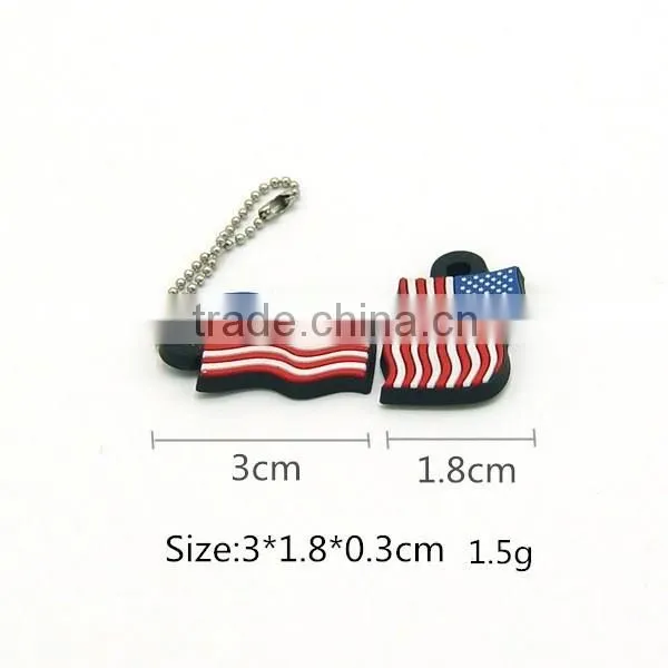 The American flag shaped 2d cheap custom soft pvc keychain