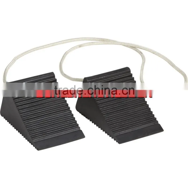 Automotive Wheel Chock with Pull Rope attached.