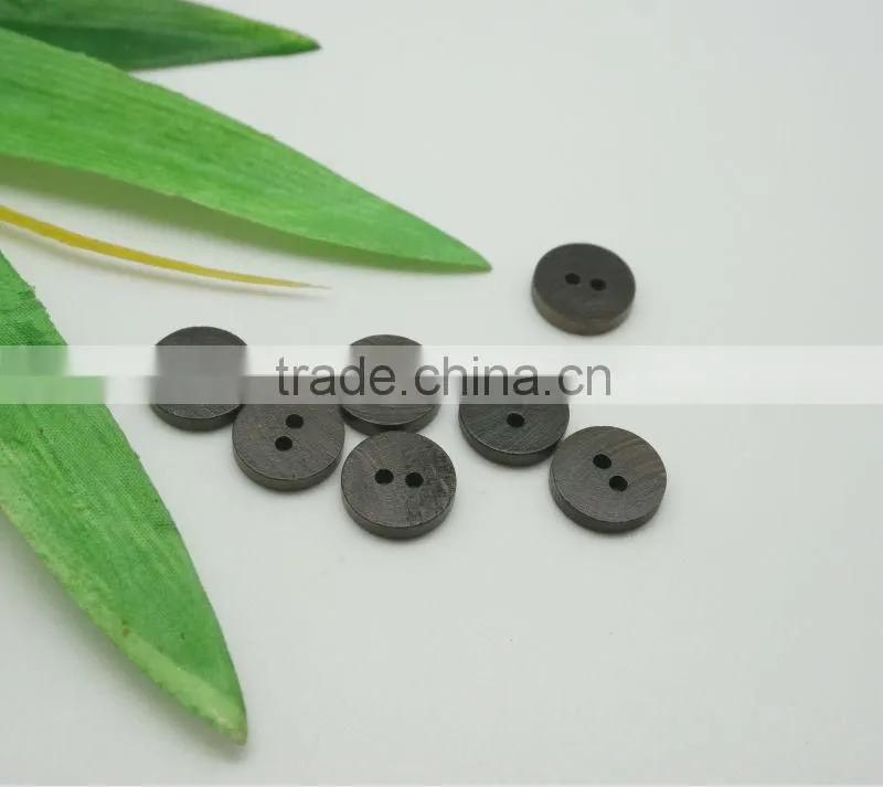 Flat Black 2 Holes High Quality Wood Buttons for Shirt, Coat, Sweater