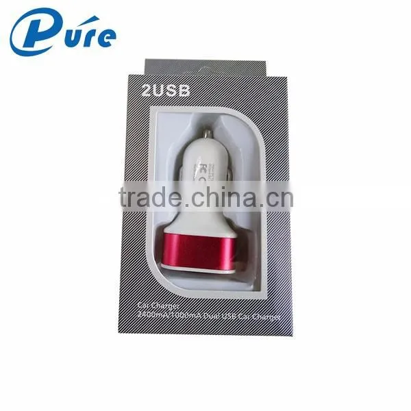 Factory supplier customized portable 2 usb 5v 2.1 micro car charger smart phone car charger car usb charger
