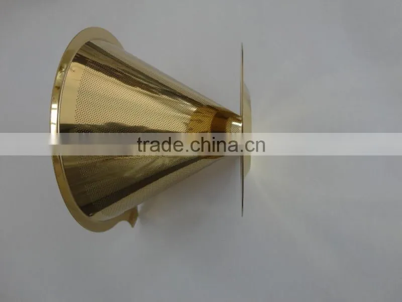 Gold color reusable coffee filter