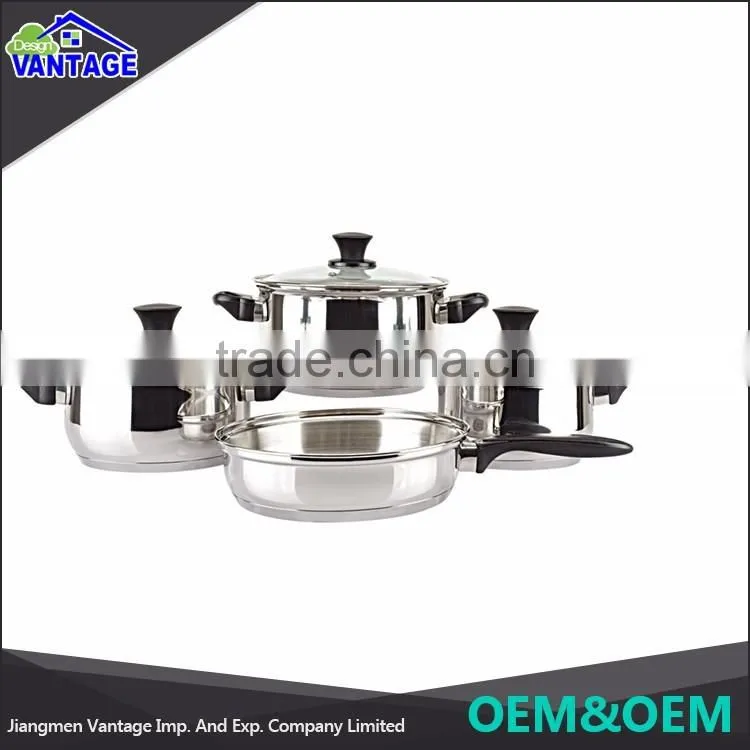 Manufacturing Sales Stainless Steel 7pcs saucepan with lid Cookware Sets Soup Pot