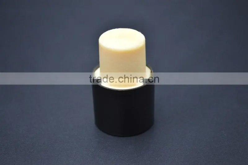 Black plastic cap with synthestic cork tall cork for glass bottle T-shape cork