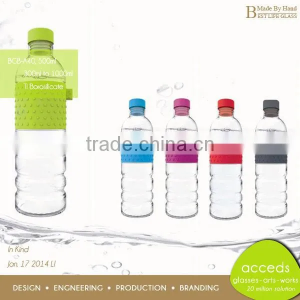 Customized Handmade Clear Glass Juice Bottle with Screw Cap