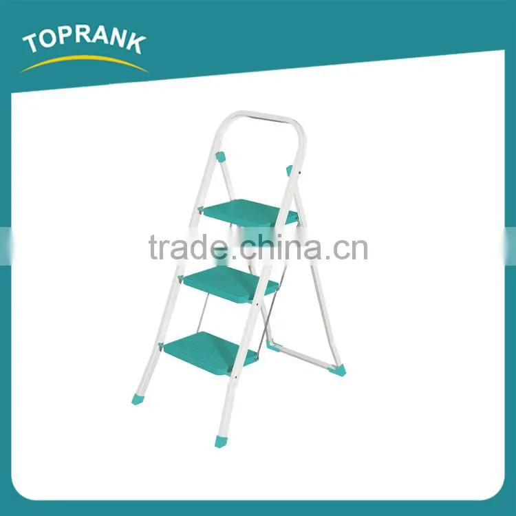 Household 3 Steps Folding Iron Ladder With Powder Coated