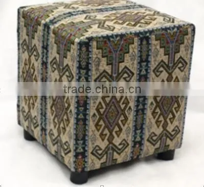 Dark Printing Moroccan Pouffe, Cube