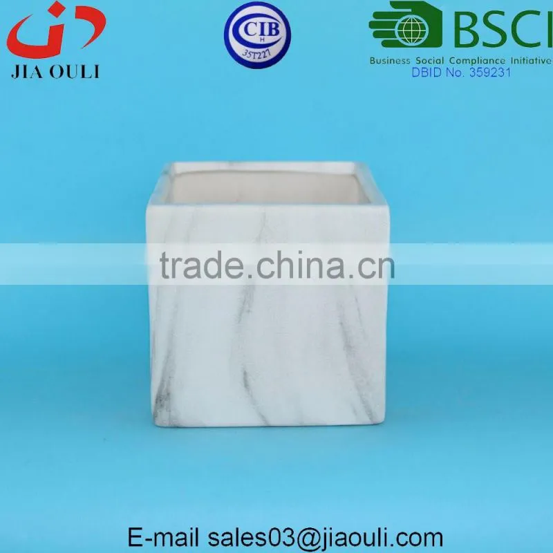 New color Marble design Ceramic planter pots square