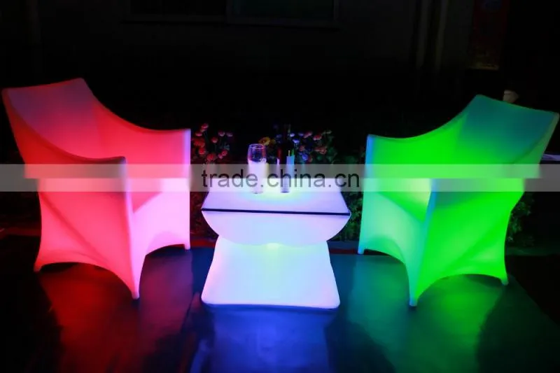 IR remote control PE material led luminous garden furniture chair