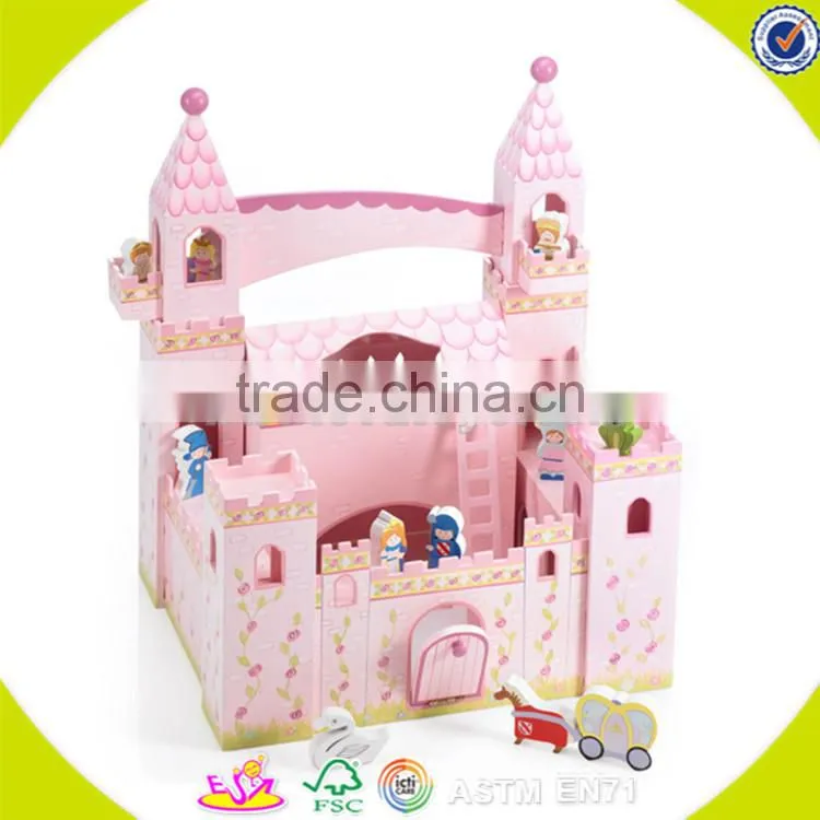 Wholesale beautiful pink wooden baby dollhouse toy fashion wooden baby dollhouse toy hot wooden baby dollhouse toy W06A051