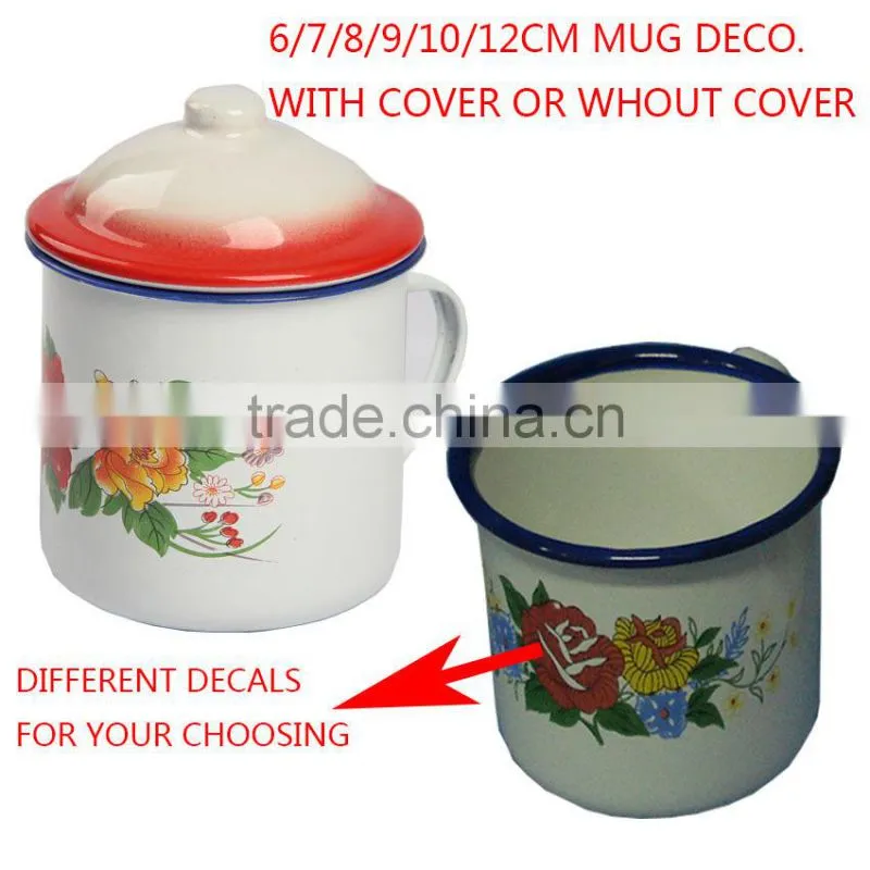 6/7/8/9/10/12cm GREEN carbon steel metal enamel mug plain