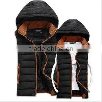 Vests Men women Sleeveless Jacket 2014 Autumn Winter High Quality Cotton-padded Waistcoat BLACK BOMBER JACKET