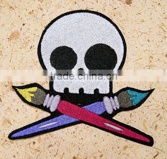 Custom high quality embroidered creative skulls patch for clothes embroidery patch made in china choose size/color