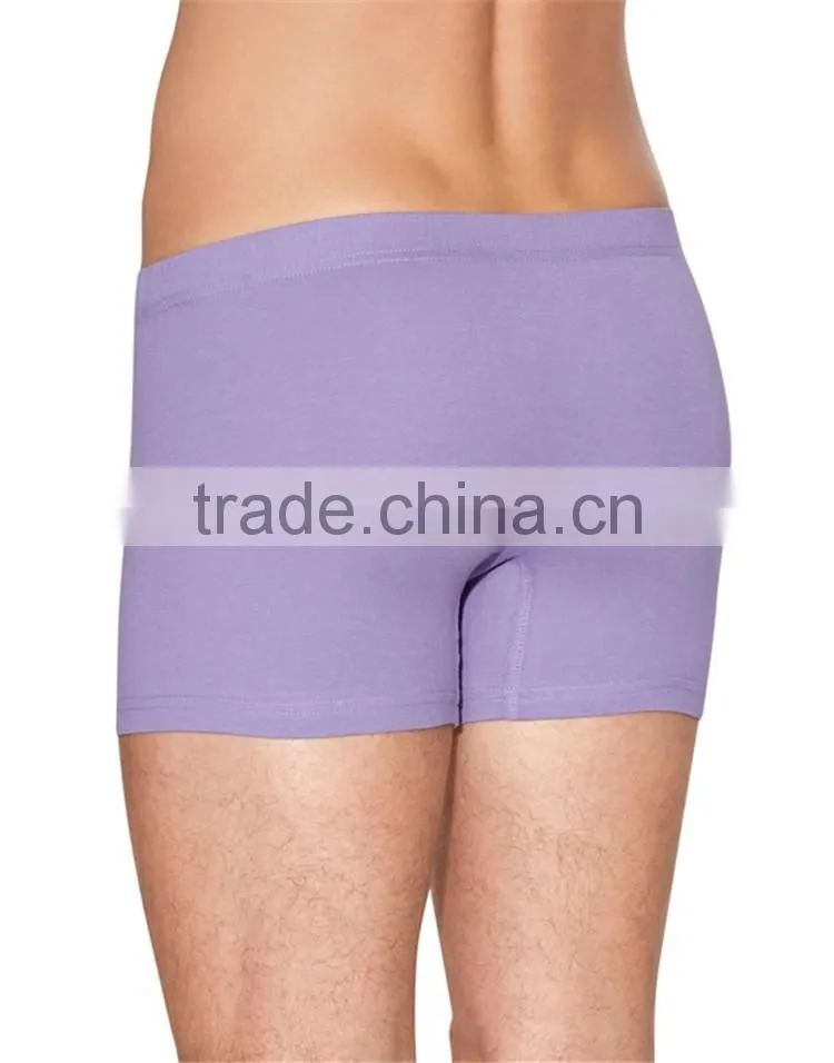Soft and cheaper blank plain purple mens cotton boxer shorts fabric