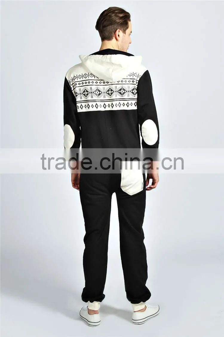 PA0030A adult chest print jumpsuit tracksuit onesie hoody