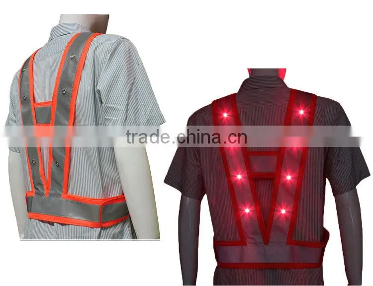 High visibility mesh Night Work Safety Vest with LED lights