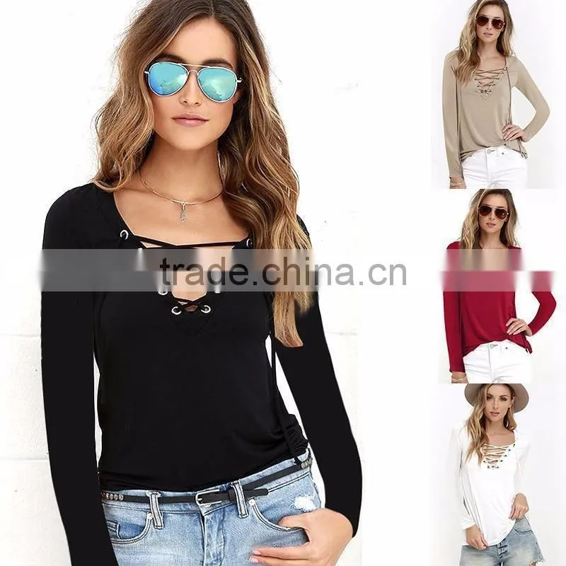 2017 latest fashion design sexy ladies top women fashion cutting blouse