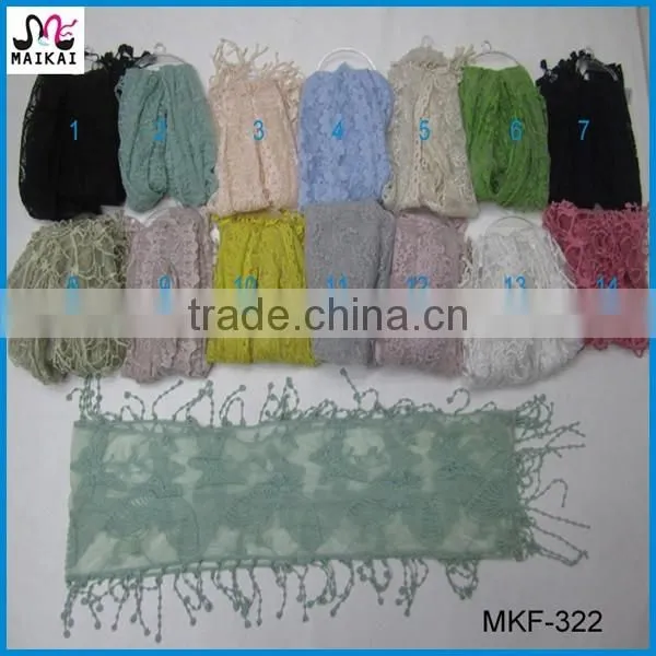 Wholesale korean fashion women lace embroidered scarf