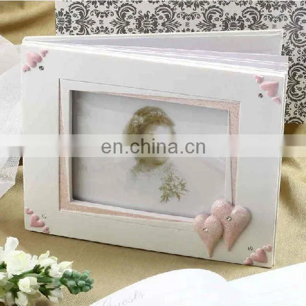Novel double heart design high quality resin wedding decorations guest book set