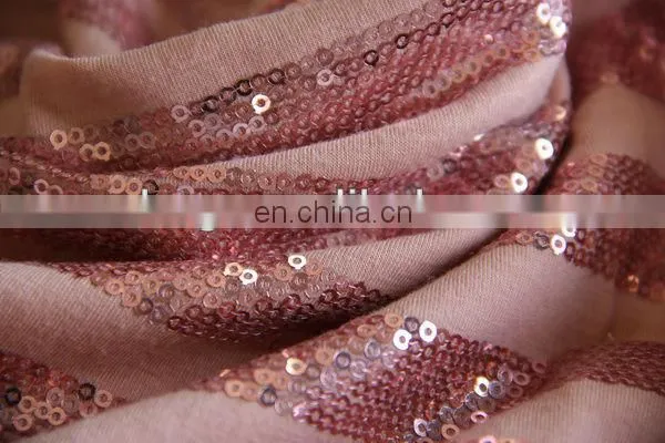 Rayon Ground Stripe Sequins Embroidery