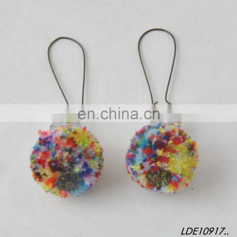 fashion colorful fluffy earrings pom pom earrings