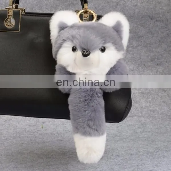 Fox Shaped Rex Rabbit Fur Keychain