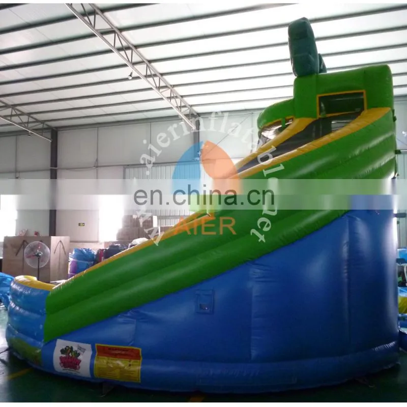 2017 New inflatable wetland park water slide , cute green inflatable pool slide