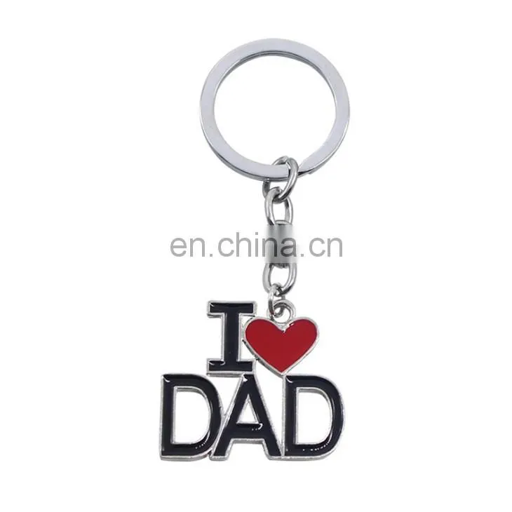 Wholesale Cheap Stock Type Enamel Style Creative Mother's Day Father's Day Gift Metal I Love Papa Keychain I Love MAMA Keychain