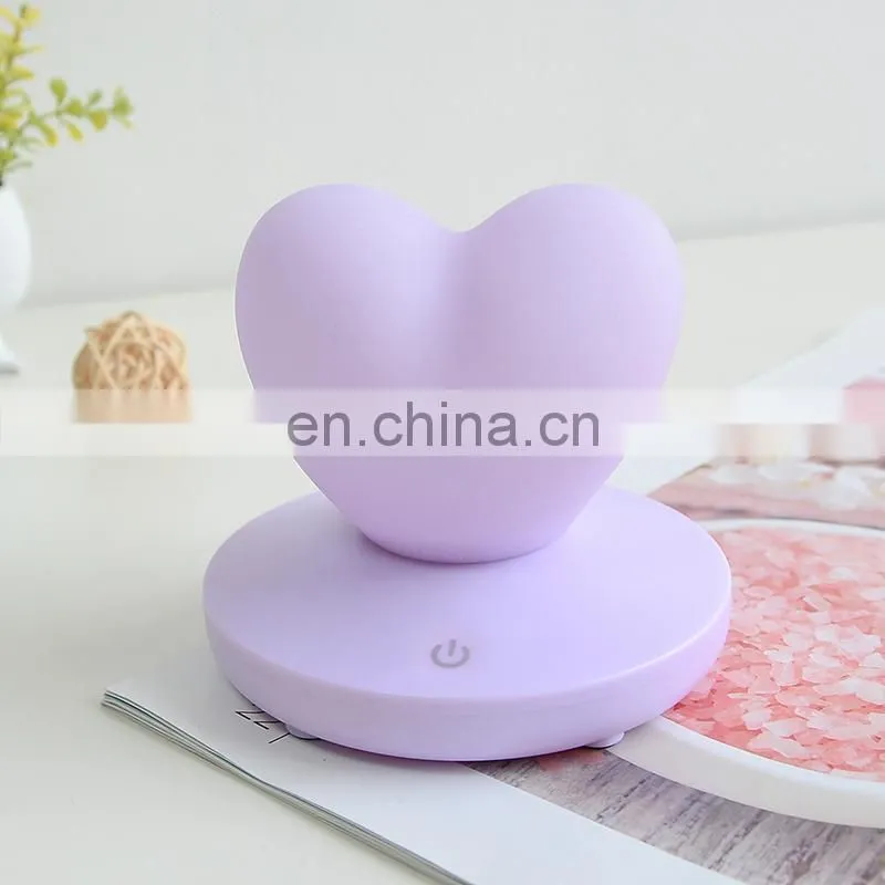 Amazon hot sale silicone heart shape led romantic atmosphere lamp for gift