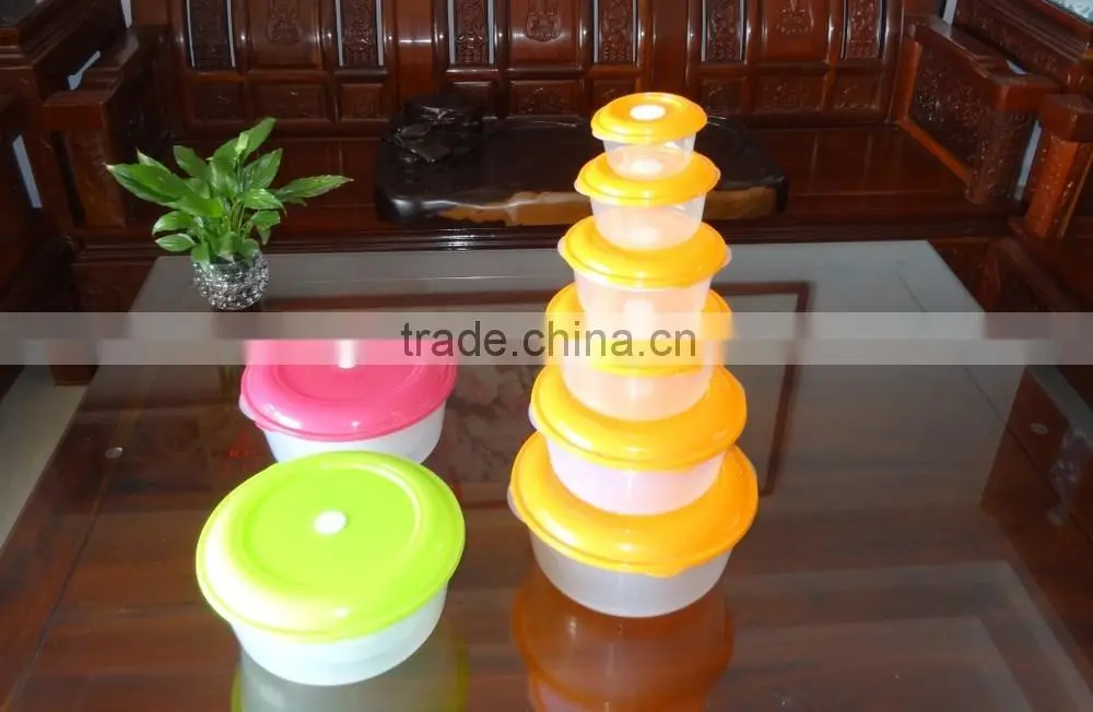Popular 6 pcs set round plastic food storage container